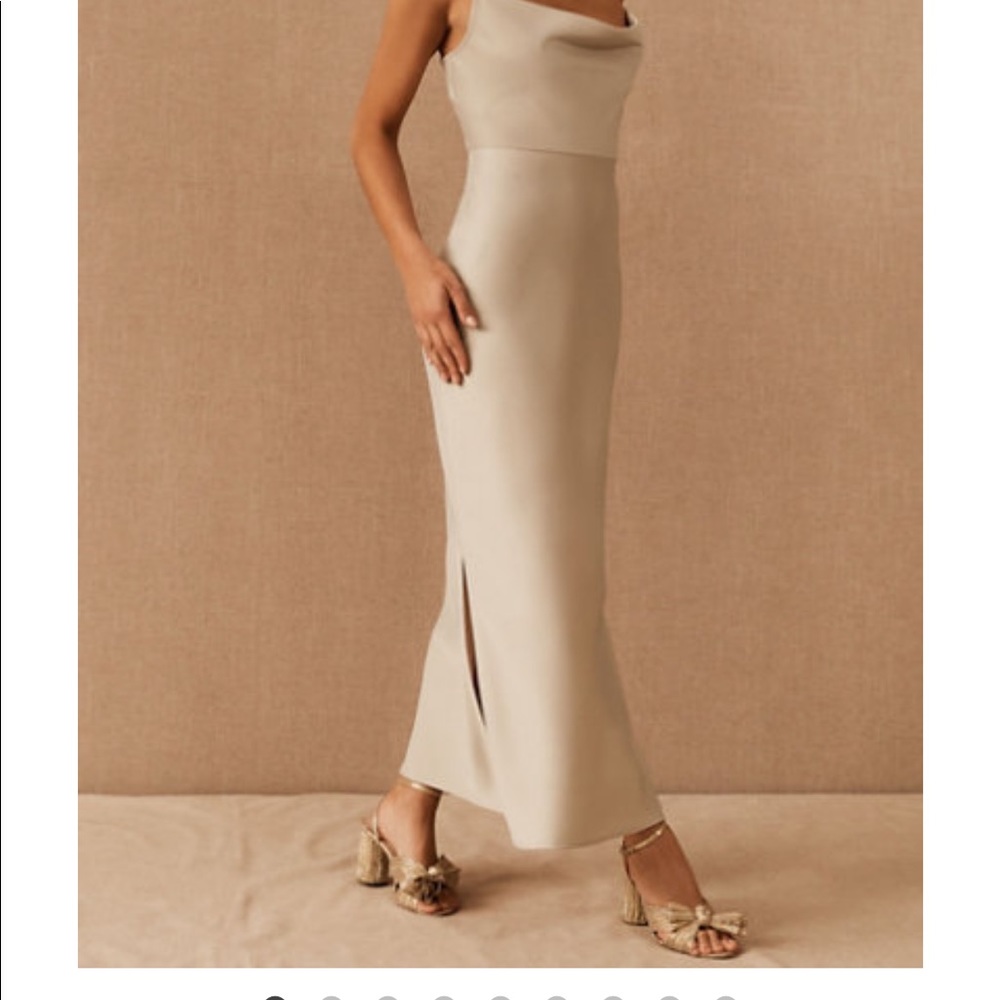 BHLDN Cali Satin Midi Dress (Champagne)